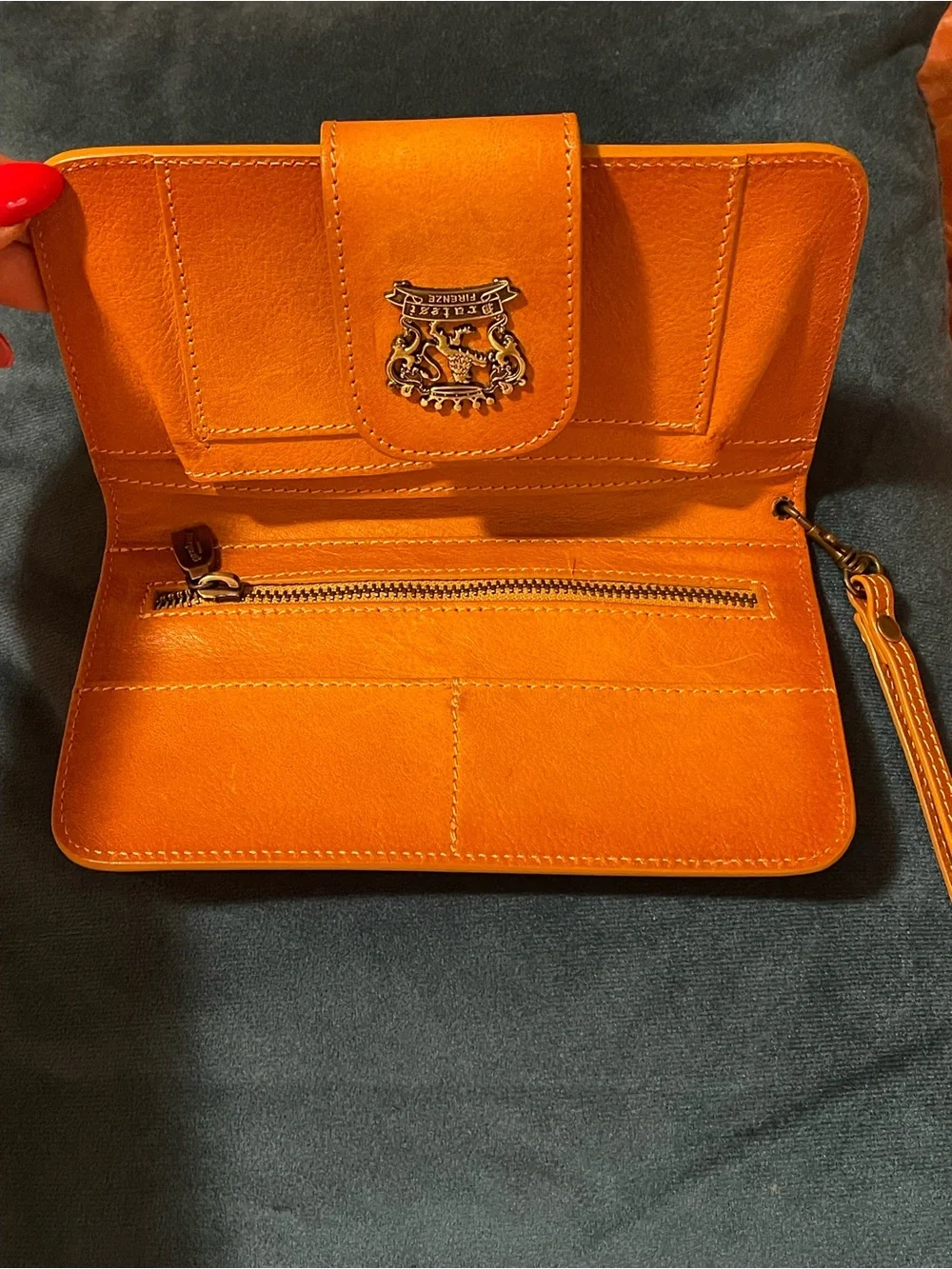 Rare Pratesi Firenze Cognac Leather Long Wallet Wristlet Bag